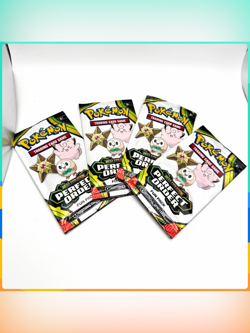 Lot of 4 New Sealed POKEMON TCG Mega Evolution PERFECT ORDER Booster Fun Packs